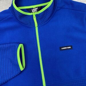 Lands' End Men's Full Zip Fleece XL Blue Jacket Long‎ Sleeve